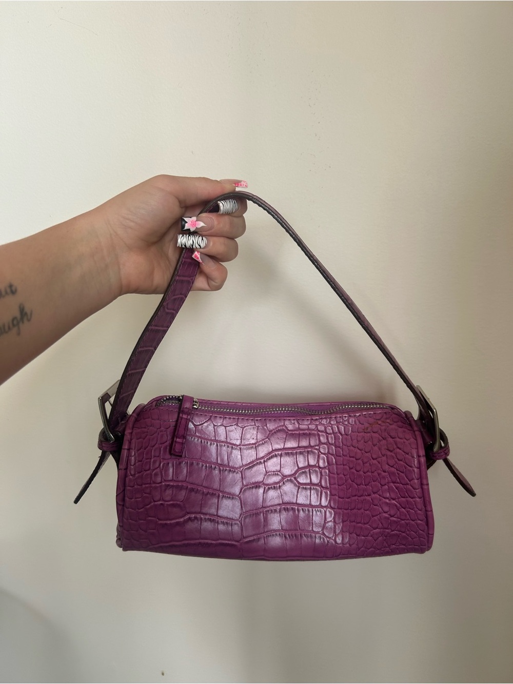 Y2K Chinese laundry Croc-Embossed Shoulder Bag - Brand Unknown